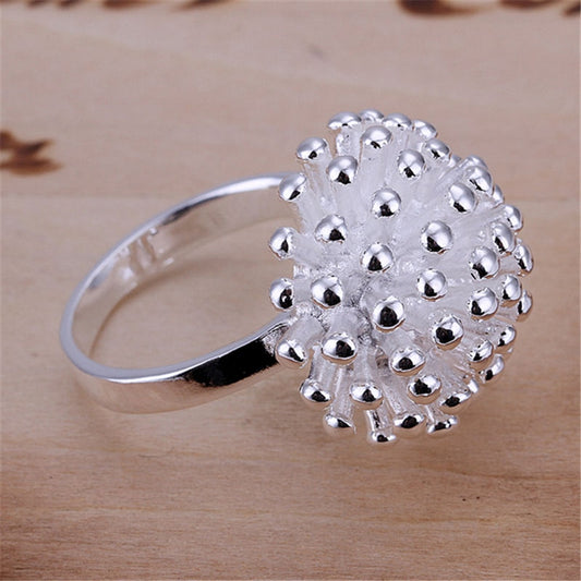 Certified 925 S.Silver Floral Coral Ring