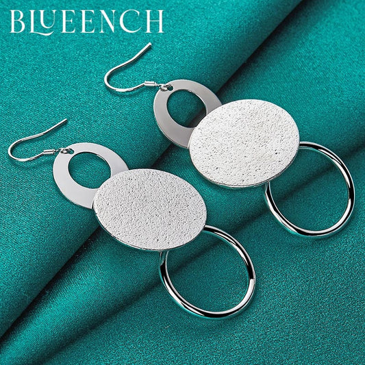 Certified 925 S.Silver Round Frosted Earrings