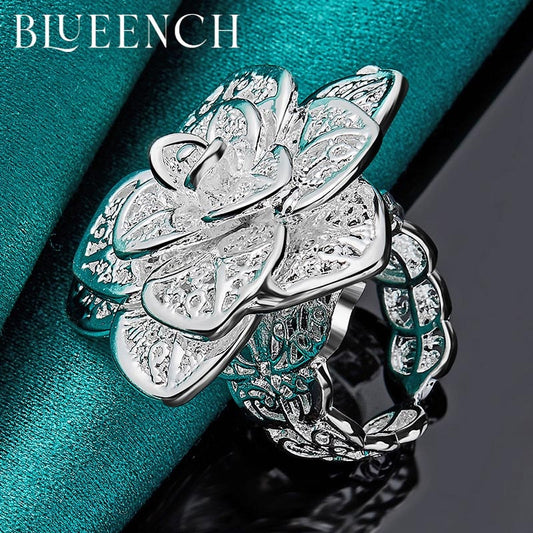 Certified 925 S.Silver Rose In Bloom Ring