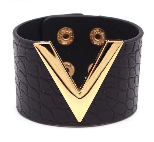 Wide Punk Style Leather Cuff Bracelet