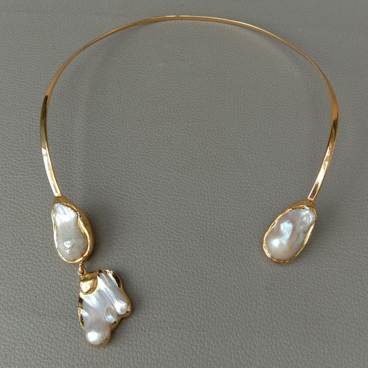 White Keshi Pearl Choker